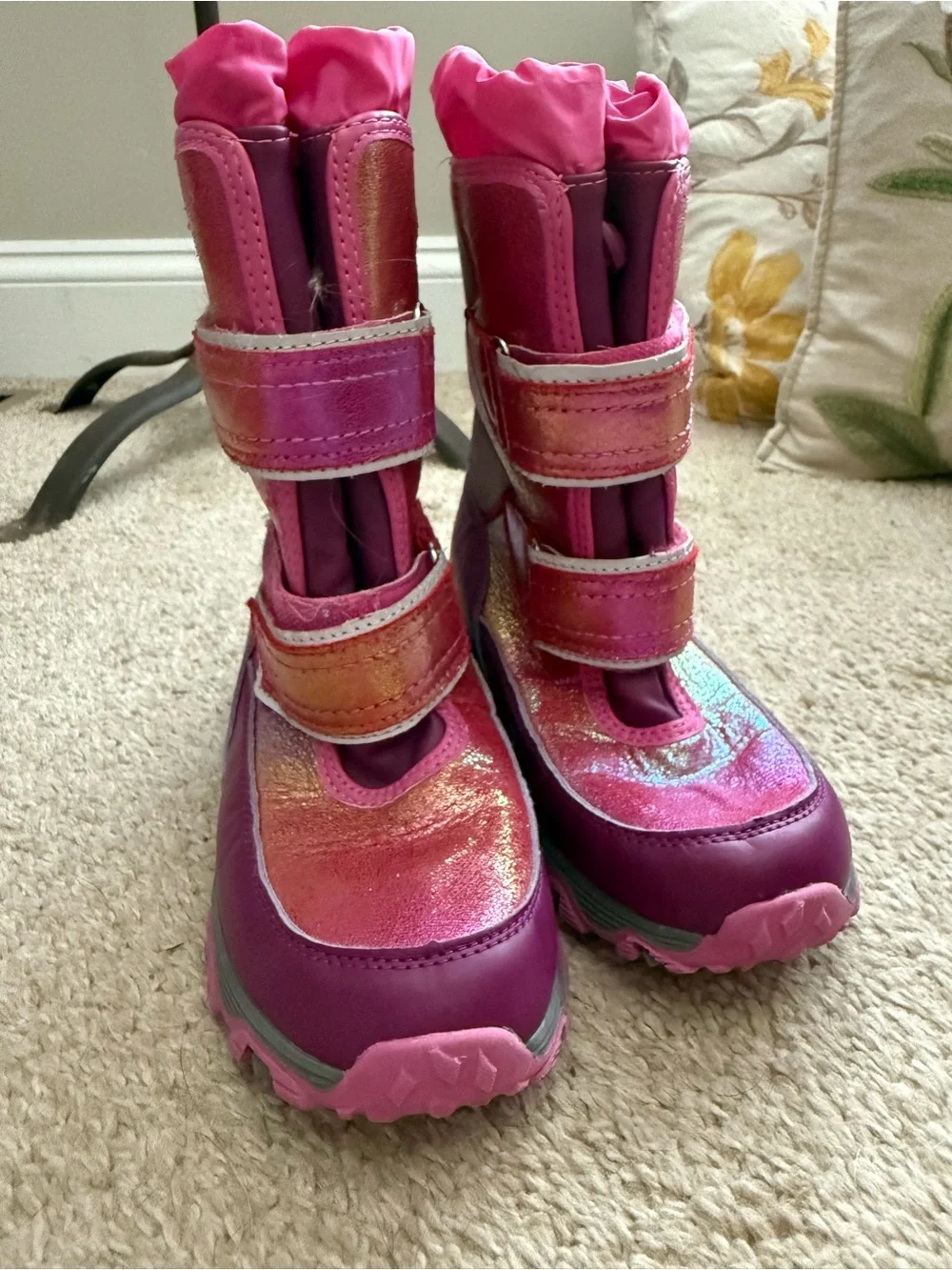Lands' End Kids Iridescent Pink & Purple Snow Boots